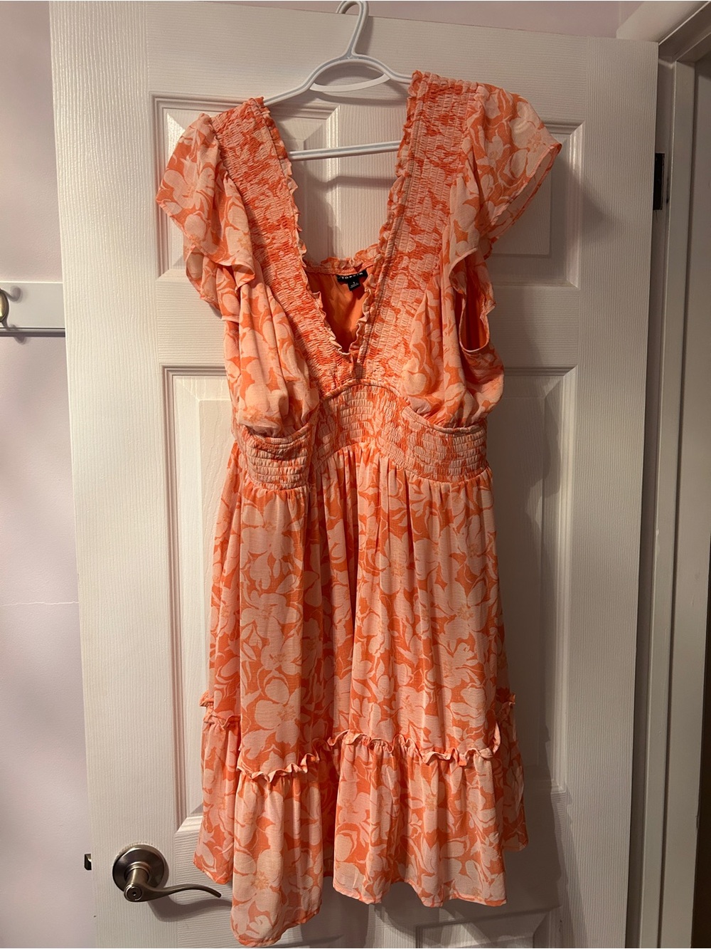 torrid coral Floral Smocked V-Neck Midi Dress